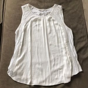 LOFT flows boho sleeveless white blouse